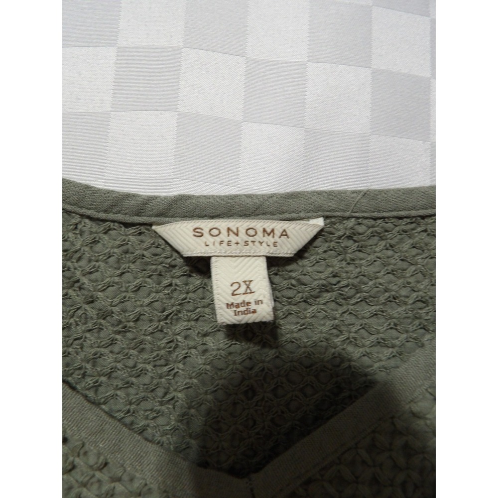 SONOMA Green Embroidered Flowy Tank Top | 2X - Picture 4 of 5